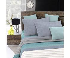Italian Bed Linen Juego de Cama Emotion, Barree Agua, 1 Plaza y Media