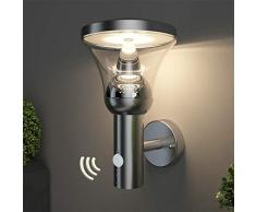 NBHANYUAN LightingÂ® LED Apliques Exterior con Sensor de Movimiento,IP44 Apliques Pared Exterior,Acero inoxidable,9.5W 1000lm Luz Calida 3000K [Clase de eficiencia energÃ©tica E]