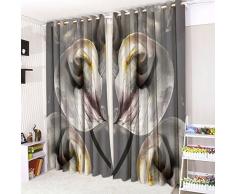 CUSHIONMANIA Cortinas con Ojales Cortinas 3D (16Â diseÃ±os Populares. (52Â de Ancho x 90Â Gota, Lily Gris)