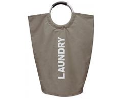 MSV Bolsa para Ropa Sucia, Textil, Flexible, Gris, 55Â x 38Â x 64Â cm