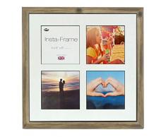 Inov8 16 x 40,64 cm Insta-Frame Marco para Instagram 4/de estampado a cuadros de fotos con paspartú blanco y negro con borde, madera de fresno con rústico