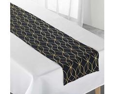 Douceur dIntÃ©rieur ELIPSA Mantel + Tablero de Mesa, Blanco/Negro/Oro, 140 x 250 CM/35 x 140 CM