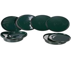 Villa dEste Home Tivoli Vajilla de 12 piezas en New Bone China, borde dorado, 4 plazas, Luxury Green