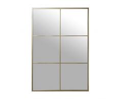 DRW Espejo de Pared Rectangular de Ventana en Metal Dorado 80x2x120cm
