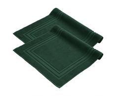 Komfortec Juego de 2 Alfombrillas de baño, Alfombrilla de Ducha de Rizo, Lavable, 600 g/m² y 100% algodón, Absorbente y de Secado rápido, 50 x 70 cm, Color Verde Oscuro