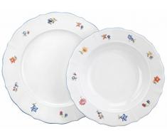 Seltmann Weiden 12 Piezas | Set para 6 Personas | Serie Sonate Blanco | Servicio Incluye Cada 6 Cena, Plato de Sopa, Porcelana, 32 x 32 x 23cm, Unidades