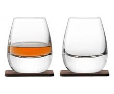 LSA Whisky Islay Internacional Vaso con Posavasos de Nogal, Cristal, Transparente, 250 ml, Juego de 2