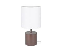 Homemania HOMBR_0180 Lámpara de Mesa Shade Form, Escritorio, Oficina, Mesilla de Noche, Madera Oscura, Plastico, Tejido, Blanco, 15 x 15 x 30