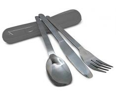 Nerthus FIH 460 - Set de Cubiertos portatil de Acero Inoxidable, INOX