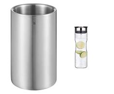 WMF Manhattan - Enfriador para Botellas de vino & Motion - Jarra de agua 1,25Â l, altura de 29Â cm jarra de cristal tapa de silicona CloseUp set de cierre de agarre para lavavajillas, plata, 98Â cm