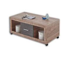 Stella Trading Can - Mesa de café con Ruedas, diseño Moderno, con estantes y cajones para tu salón, Material de Madera, Color Roble y Antracita, 115 x 46 x 60 cm
