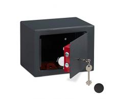 Relaxdays Muebles con Llave, Cerradura de Doble Barba, fijaciÃ³n a la Pared o al Suelo, Mini Caja Fuerte, HBT: 17 x 23 x 17, Gris PequeÃ±a, Safe, Seguridad, Armarios, Acero, 17 x 23 x 17 cm