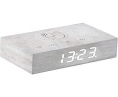 Gingko - Reloj despertador LED Flip Click Clock, con activaciÃ³n al sonido y una nueva tecnologÃ­a Flip, recargable, con controles tÃ¡ctiles grabados con lÃ¡ser, varios acabados de madera
