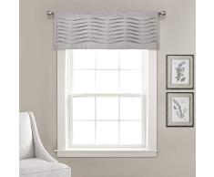 Lush Decor, 18 x 52 Pulgadas, Cenefa de Textura Ondulada Gris Claro | Cortina Plisada con Volantes para Ventana de Cocina (Individual)