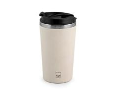H&H 749933 - Vaso inoxidable 18/10 y fibra de bambú, con tapa, 0,4 l, acero