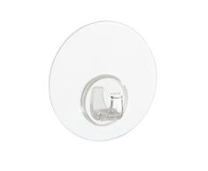 WENKO Gancho mural Static-Loc Â«UnoÂ» transparente, fijaciÃ³n sin taladrar, gancho de pared para colgar al alcance de la mano las toallas, de plÃ¡stico resistente en modelo transparente, Ã 8,5 x 2 cm