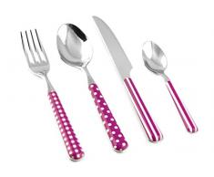 HOME Provence Servicio de Cubiertos, Mango Decorado, Acero, Lila, 24 Piezas