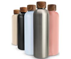 T&N Botella Agua Acero Inoxidable 1 litro, Termo Reutilizable 1l, cantimplora termica sin BPA, Aislamiento de VacÃo de Doble Pared para Bebidas FrÃas 29h y Calientes 14h