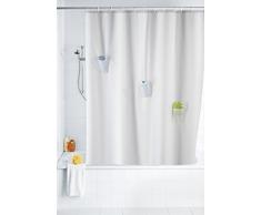 Wenko 21274100 Cortina de ducha con 3 bolsillos Villa Antimoho - antibacterial, lavable, PoliÃ©ster, Blanco