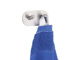 WENKO Strip-It gancho de pared Duo acero inox, Acero inoxidable, 10 x 5 x 2.8 cm, Mate