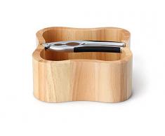 Continenta Cuadrado Cuenco para Frutos Secos de Madera de Ã¡rbol de Caucho con Integrado de Calidad Cascanueces, tamaÃ±o: 24,5Â x 24,5Â x 8Â cm