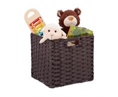 Relaxdays Caja de almacenaje, Cesto Cuadrado para el baño o habitación Infantil, Trenzado, 31x32x30 cm