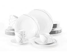 Seltmann Weiden Servicio combanido 30 Piezas | Set para 6 Personas | Serie Trio Blanco | Servicio Incluye Cada 6 Plato de Cena, Plato de Sopa, Plato de Desayuno, Taza de café, platillo de café
