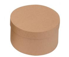 GLOREX Redondo Caja, cartón, Natural, 16 x 16 x 8,5 cm