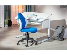 Inter Link Silla de Escritorio Infantil giratoria con Funda de Malla en combinación de Colores Azul y Blanco, plástico, 52 x 56 x 94-104 cm