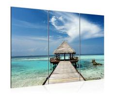 Imagen de playa mar cuadro 120 x 80 cm â Lienzo de lienzo XXL formato pared imágenes salón vivienda decoración impresiones artÃsticas azul 3 piezas â Fabricado en Alemania â listo para colgar 611931a