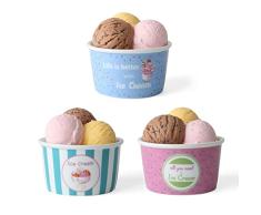 Holst Porzellan Juego de 3 vasos de porcelana para helados decorados con gelateria