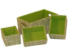 Franz Müller Flechtwaren 88676F18 4 estanterÃa cestas rectangulares, 22 x 16 x 11 cm 3-Veces, 38 x 24 x 18 cm 1-Veces, Ground Wood Verde