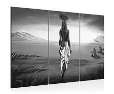 Cuadro de pared de Ãfrica Massai 120 x 80 cm â 3 piezas de vellón â Lienzo XXL formato pared imágenes salón decoración impresiones artÃsticas gris â Fabricado en Alemania â listo para colgar 001631c