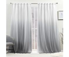 Exclusive Home Crescendo - Juego de 2 Cortinas Opacas con Forro para oscurecer la habitaciÃ³n, con pestaÃ±a Oculta, 52 x 108 Pulgadas, Color Gris,