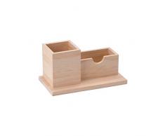GLOREX portalápices (2 Compartimentos, FSC, Madera, Natural, 19 x 10 x 10 cm