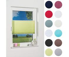 Khome Cortina Plisada Palma con fijación de Arandelas, poliéster, Verde, 45 x 130 cm