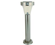 Velamp MALIS XL Lámpara de pie LED con energía solar. Acero inoxidable. 220 lúmenes con detector de movimiento. Altura: 46cm. IP44: para balcón, jardín, terraza, Gris