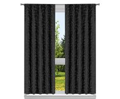 Kelvin Juego de Cortinas para Ventana con Ramas Tejidas, Color Negro, 38 x 84 cm