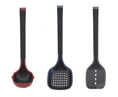 Bergner Set utensilios de cocina 3pcs: cazo para sopas o caldos, espumadera y espÃ¡tula, en silicona, colecciÃ³n Essence, Multicolor