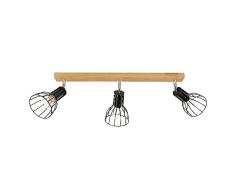 Homemania HOMBR_0051 Aplique de Pared Foco Olmo Cage, Madera, Metal, Negro, 52 x 10 x 19
