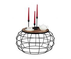 Relaxdays Mesa CafÃ© Redonda Decorativa, Mesita Auxiliar Industrial, Madera de Mango y Hierro, 36x67 cm, MarrÃ³n y Negro