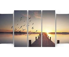 Legendarte Aves en Vuelo Impresión Digital sobre Lienzo, cm. 150x100 (5 Panels)