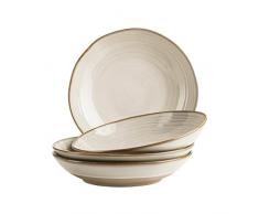 MÃ¤ser Serie Nottingham - Juego de 4 platos de sopa con filigrana juego de lÃ­neas y esmalte noble, platos grandes y profundos para pasta y sopas de cerÃ¡mica en un moderno aspecto vintage, gres, beige