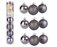 60 mm/6 Bolas de Navidad inastillables, Color Gris Oscuro, Decoraciones de Ã¡rbol de Navidad, Bolas de Adornos Colgantes de Navidad, decoraciÃ³n de Vacaciones, Brillante, Mate, Purpurina
