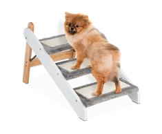 Relaxdays Escalera para Perros, 3 PeldaÃ±os, EscalÃ³n Mascota, Rampa Gato, Cama y SofÃ¡, 41x39x69 cm, Blanco/Gris/Beige