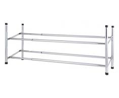 axentia - Zapatero de 2 Niveles de Metal Cromado, apilable, telescópico, para organizar de 6 a 12 Pares, Extensible DE 62 a 115 cm