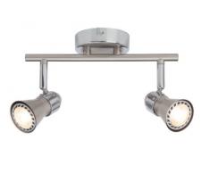 Brilliant G15432/77 - Lámpara de techo LED (acero y cromo, 2 LED de 5 W), color plateado