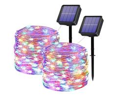 Luces Solares LED Exterior Jardin, 2 Pack Guirnaldas Luces Exterior Solar 2Ã120 LED12M Impermeables Cadena de Luces Decoracion para JardÃn, Dormitorio, Muebles, Patio, Terraza, Balcón, Fiestas, Bodas