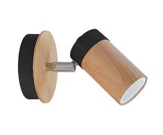 Homemania Lámpara de pared Baron Aplique, negro de metal, madera, 15 x 15 x 18 cm
