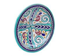 Biscottini Plato decorativo 32,5 x 32,5 x 9,5 cm | Plato de cerámica artesanal marroquà | Decoraciones de cocina | Platos decorativos pintados a mano